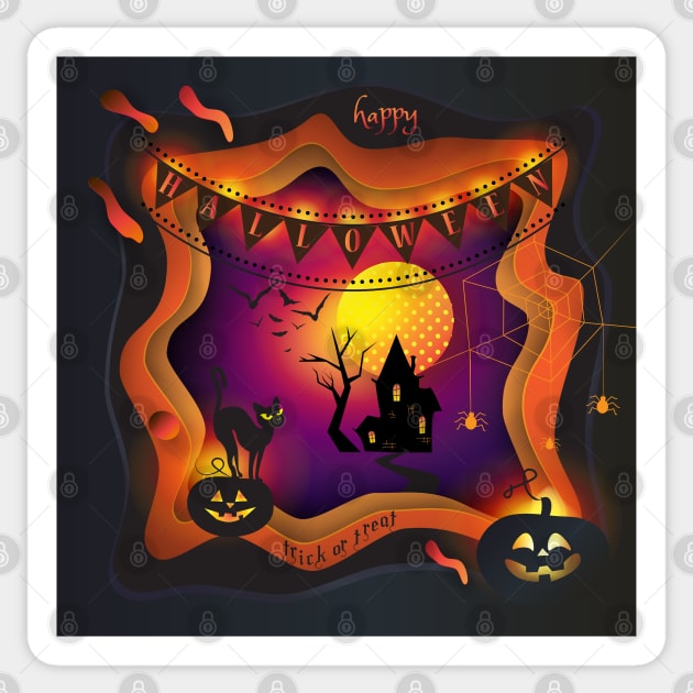 Halloween night party illustration Holiday decoration Sticker by sofiartmedia